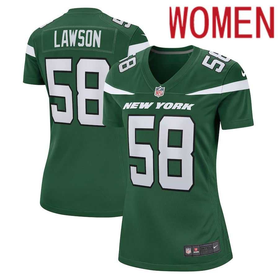 Women New York Jets #58 Carl Lawson Nike Gotham Green Game NFL Jersey->women nfl jersey->Women Jersey